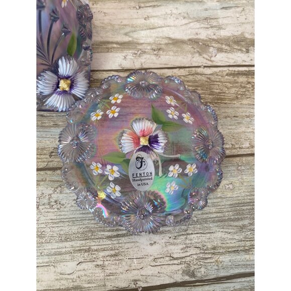 Fenton Iridescent Lavender Trinket Jar Scott K Fenton S Whitlatch Hand Painted - Picture 7 of 13